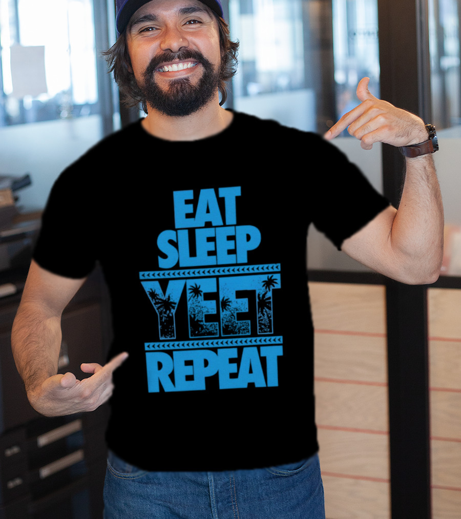 Eat Sleep Yeet Repeat WWE Jey Uso Blue Tropical T-Shirt