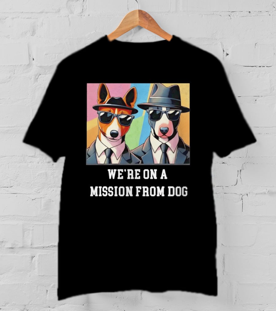 Basenji Dog Black Suit Mission From Dog Sunglasses And Hats T-Shirt