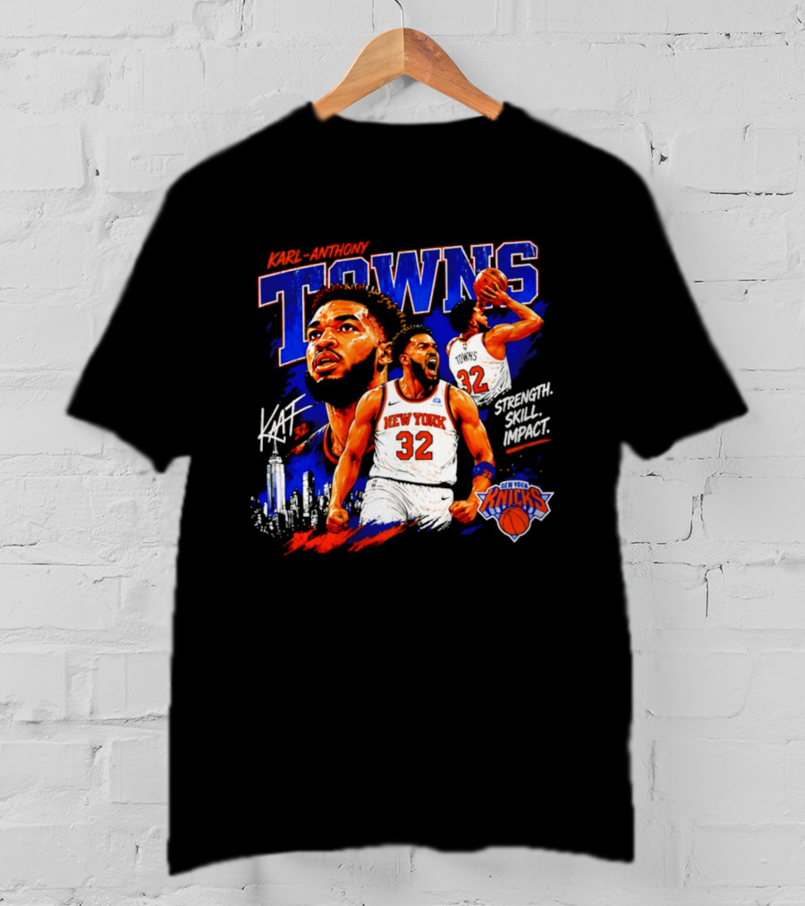 Karl Anthony Towns New York Knicks Strength Skill Impact 32 T-Shirt