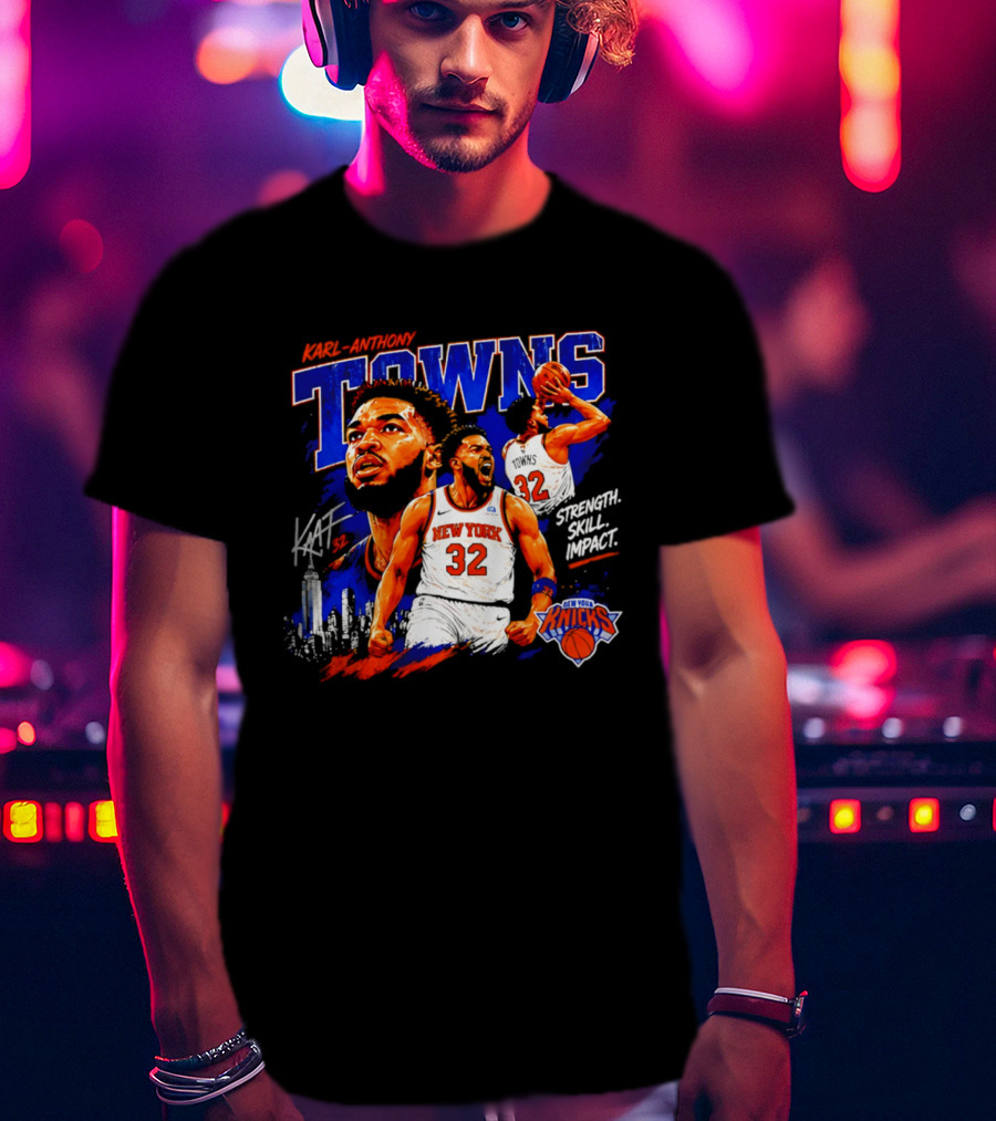 Karl Anthony Towns New York Knicks Strength Skill Impact 32 T-Shirt