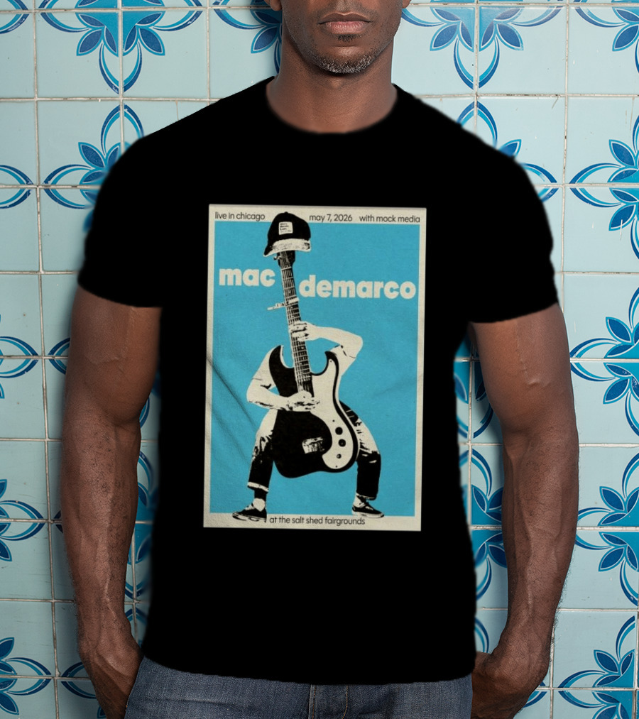 Mac Demarco Live In Chicago May 7 2026 At The Salt Shed Fairgrounds With Mock Media T-Shirt