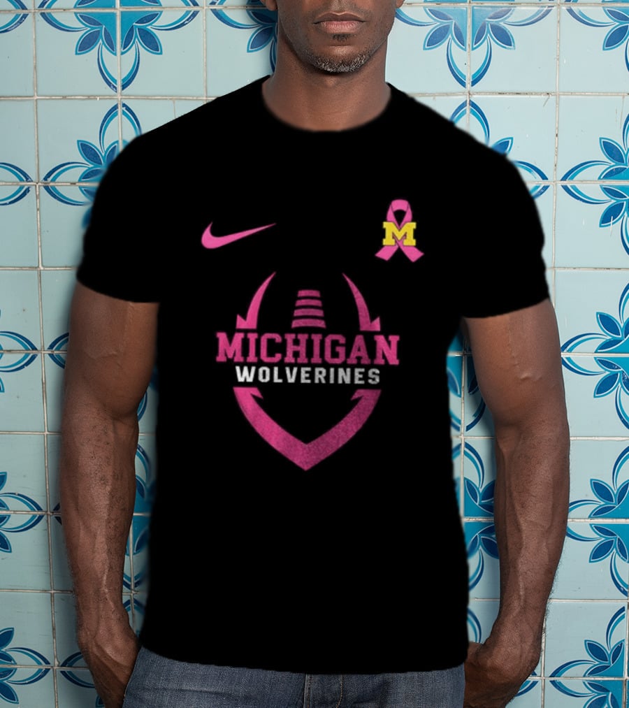 Michigan Wolverines Pink Out Real Fans Wear Pink Nike M T-Shirt