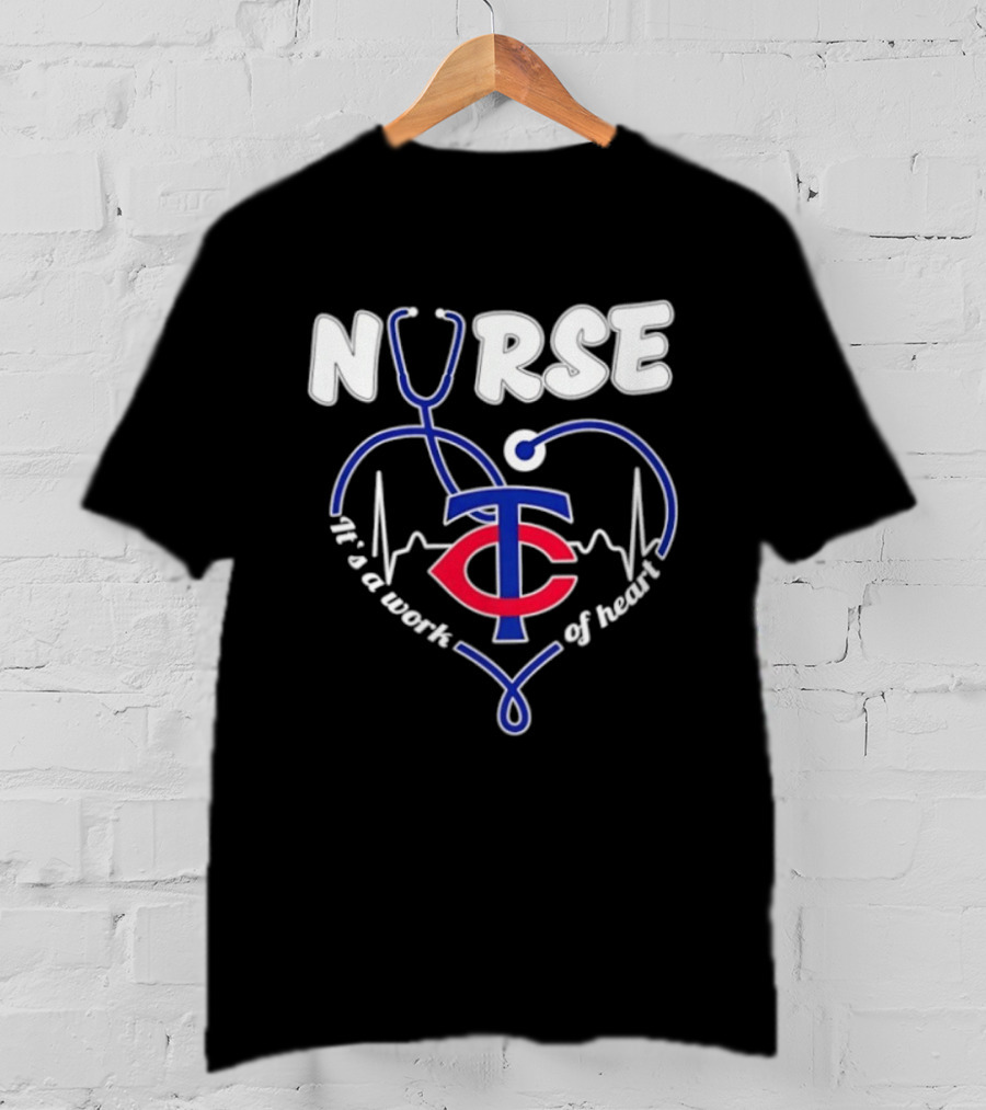 Minnesota Twins Stethoscope Nurse It's A Work Of Heart T-Shirt
