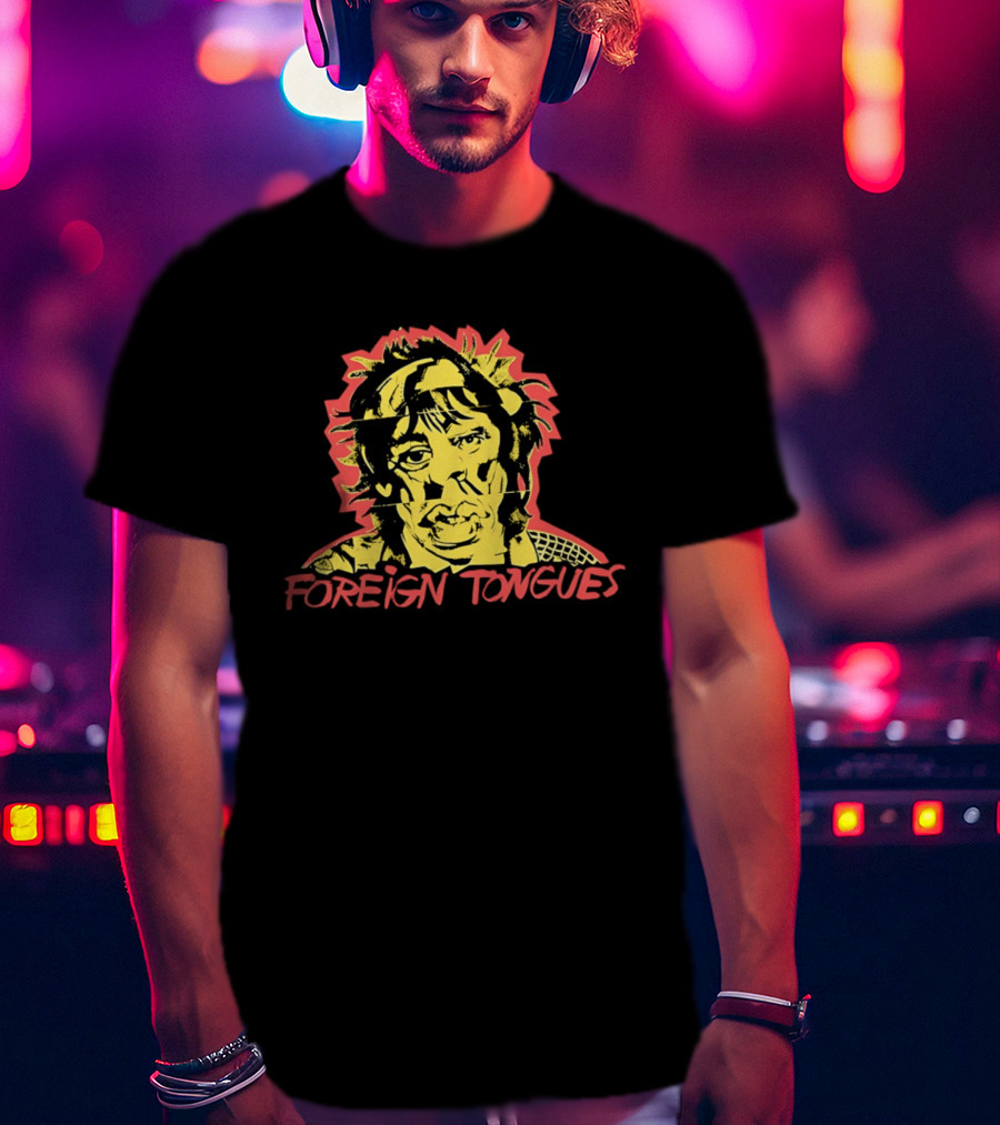 Foreign Tongues Neon Pop Art Vintage Retro 80s Distorted Face T-Shirt