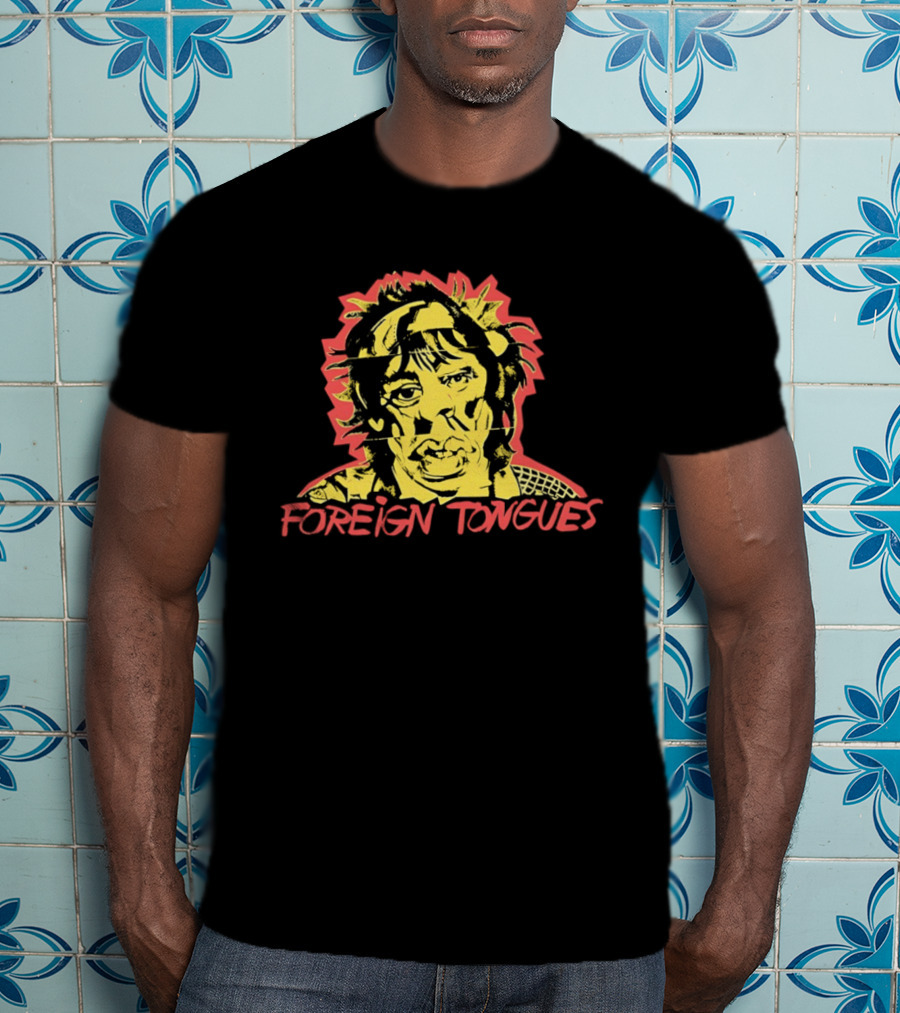 Foreign Tongues Neon Pop Art Vintage Retro 80s Distorted Face T-Shirt