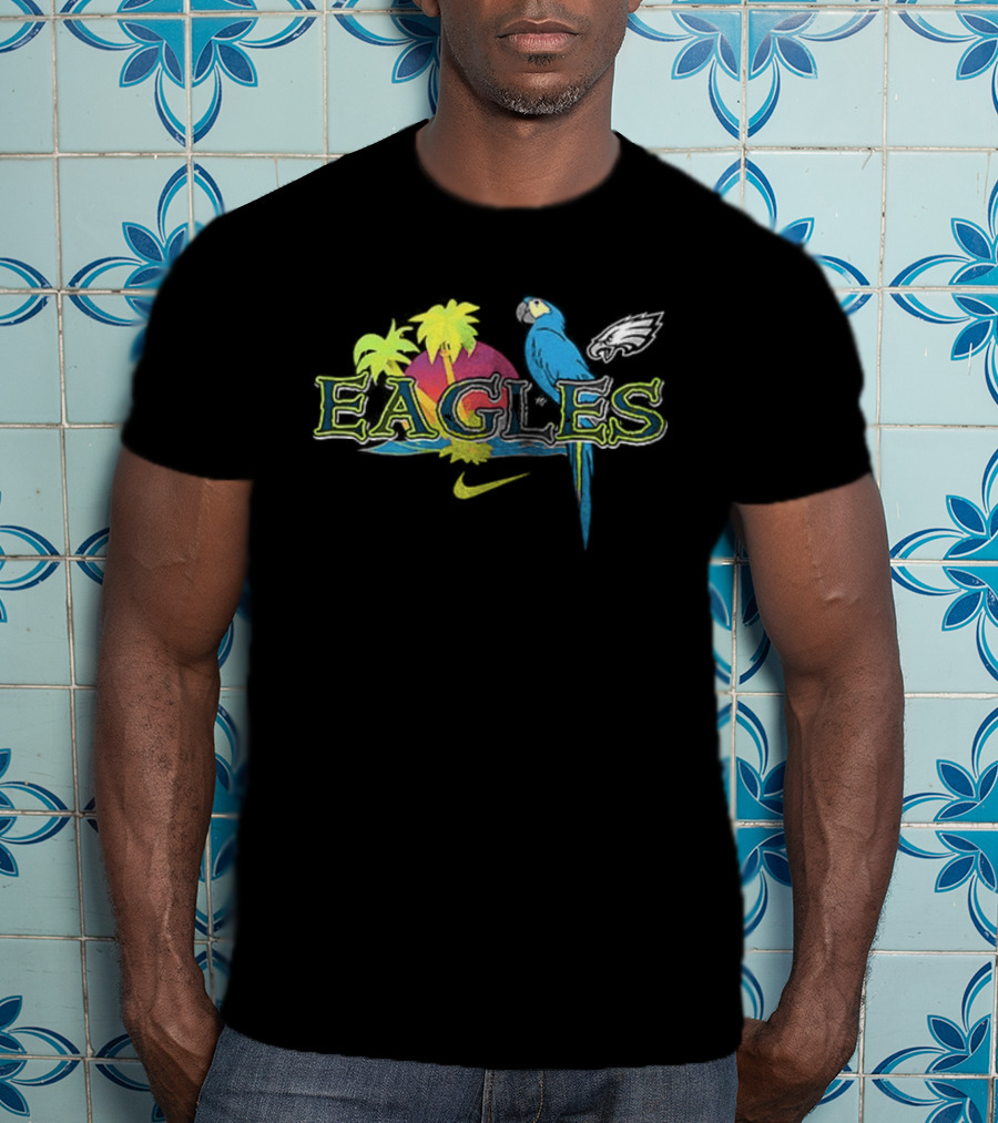 Philadelphia Eagles Parrot Tropical Vibes It's 5 O' Somewhere T-Shirt