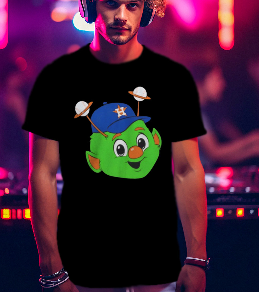 Houston Astros Orbit Character Face With Baseball Antennae T-Shirt