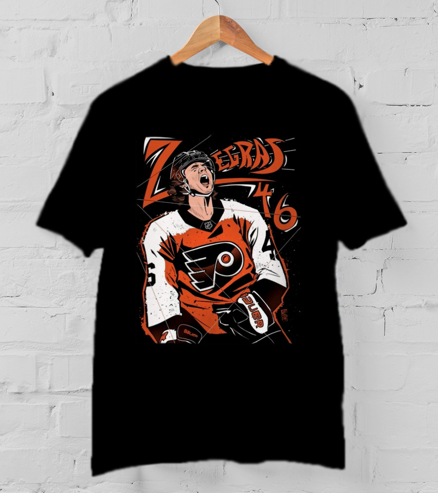 Zegras 46 Philadelphia Flyers Hockey Bauer Sports T-Shirt