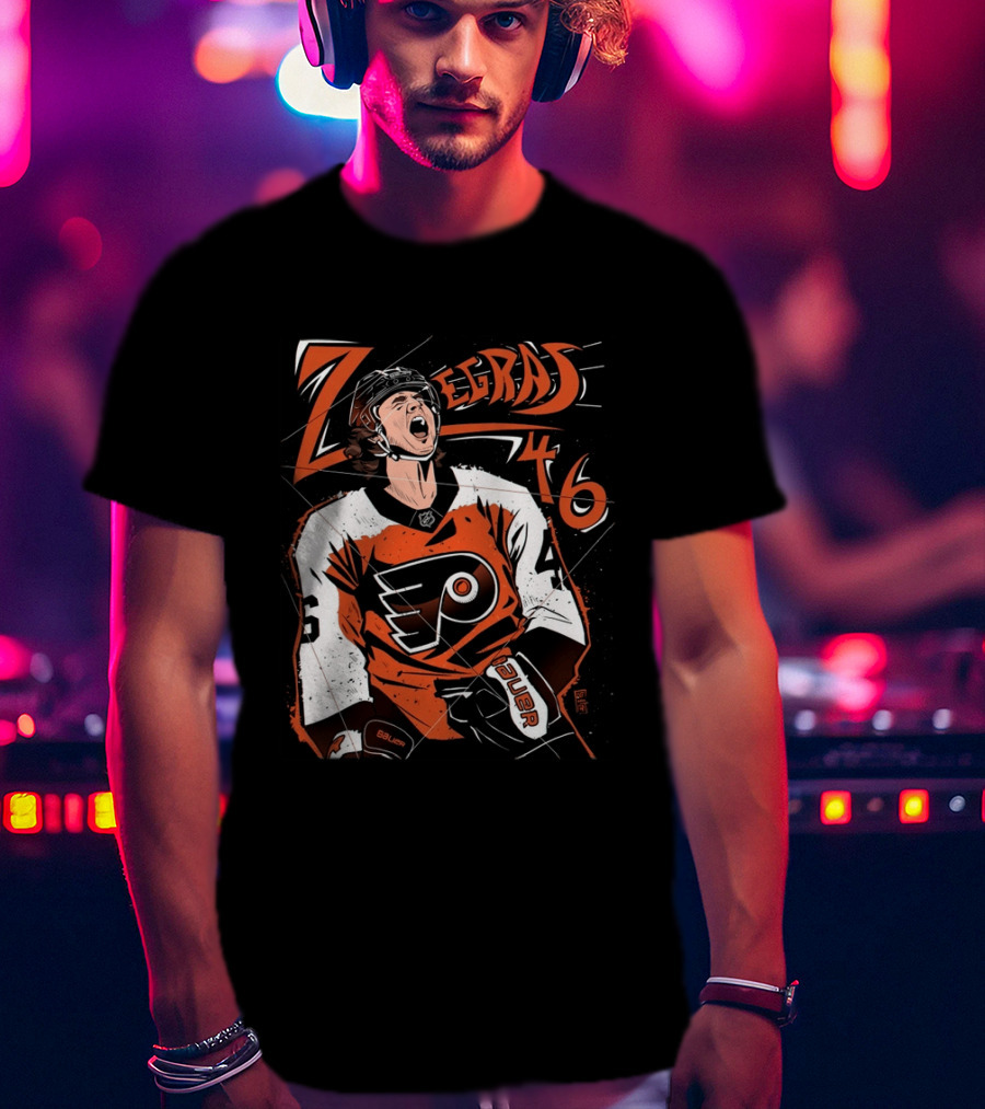 Zegras 46 Philadelphia Flyers Hockey Bauer Sports T-Shirt