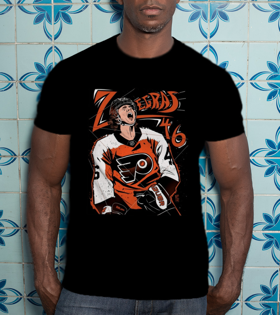 Zegras 46 Philadelphia Flyers Hockey Bauer Sports T-Shirt