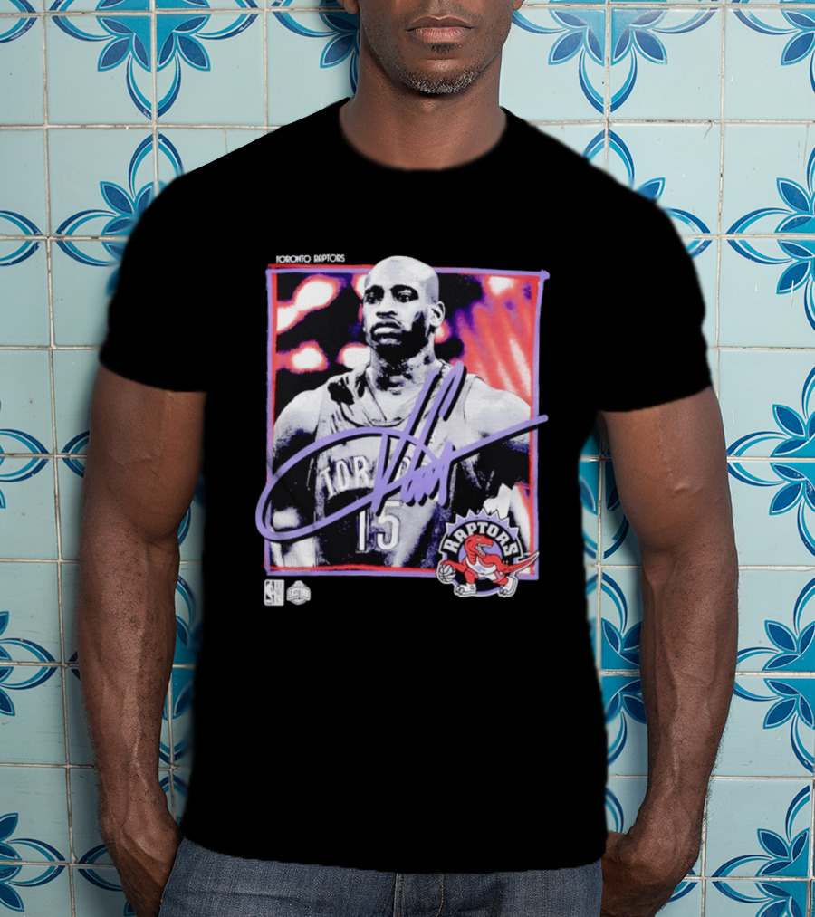 Vince Carter Number 15 Toronto Raptors NBA Hardwood Classics Freeze Frame T-Shirt