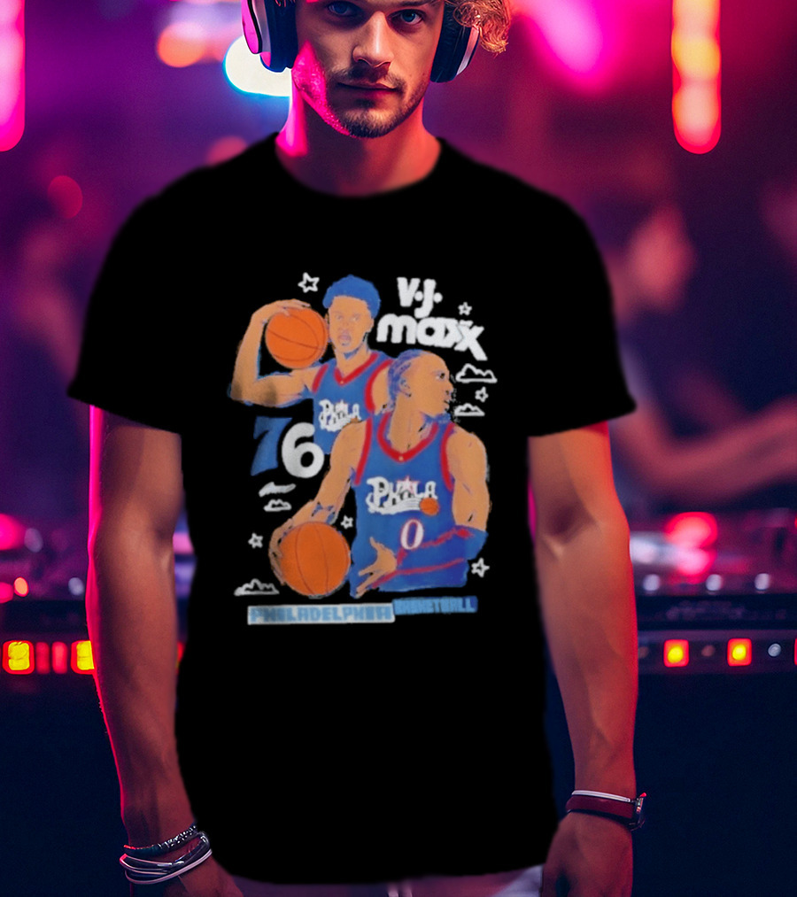 Vj Maxx Philadelphia 76ers Basketball Cartoon Nba 2026 T-Shirt