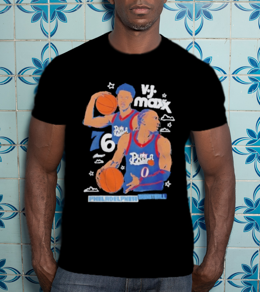 Vj Maxx Philadelphia 76ers Basketball Cartoon Nba 2026 T-Shirt