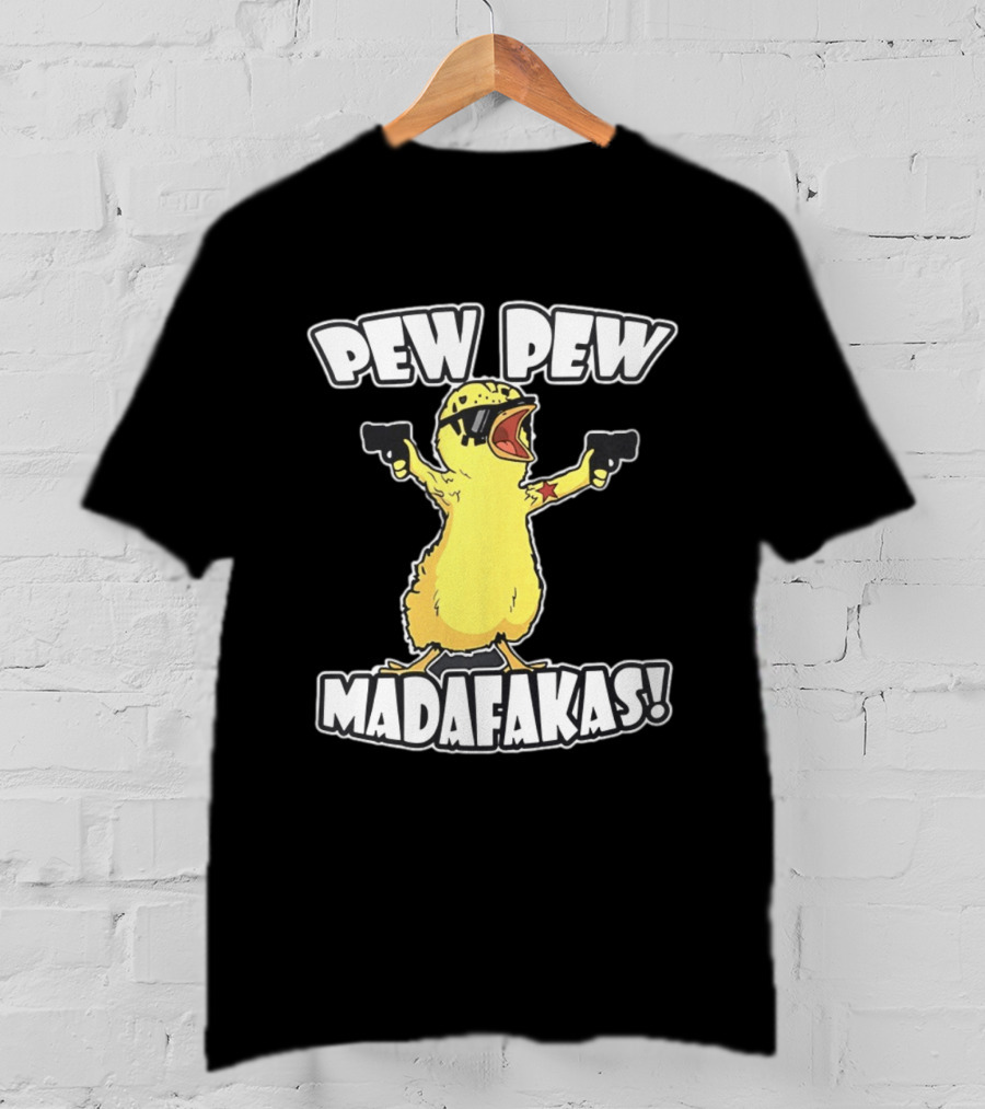 Pew Pew Madafakas Yellow Duck With Pistols T-Shirt
