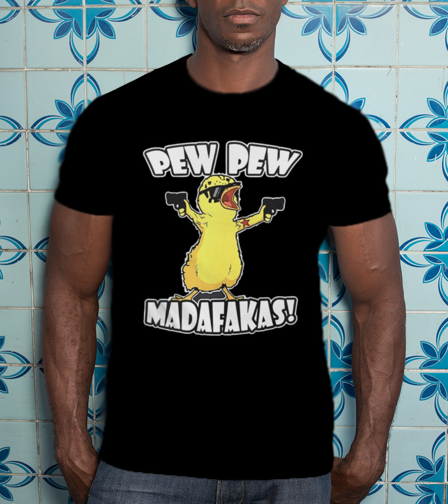 Pew Pew Madafakas Yellow Duck With Pistols T-Shirt