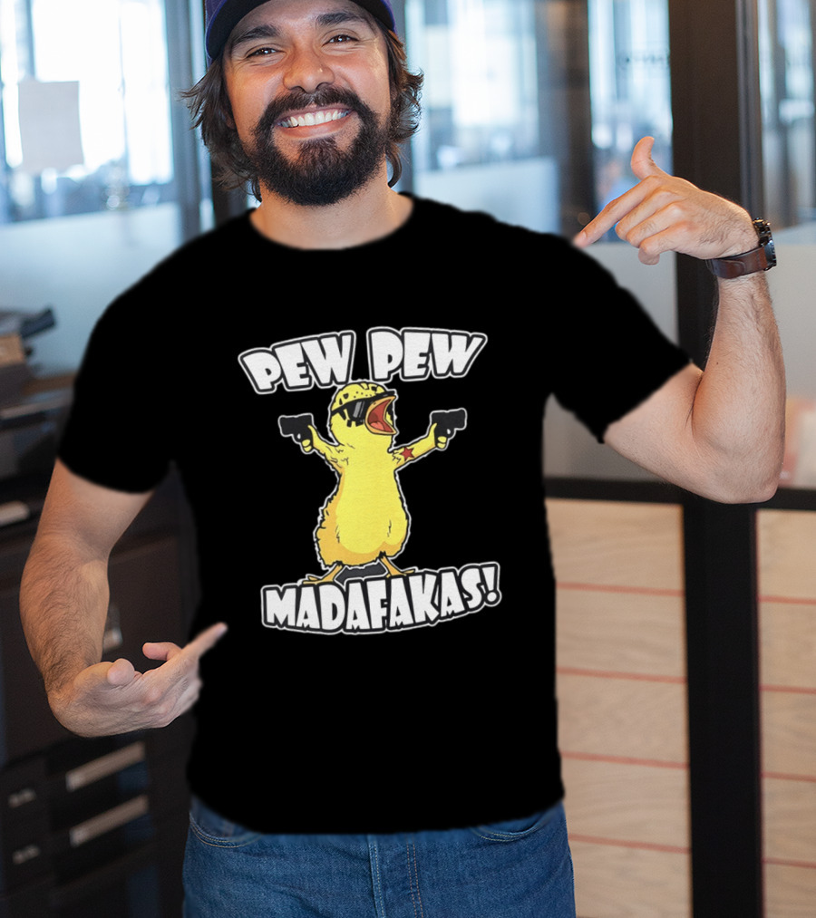 Pew Pew Madafakas Yellow Duck With Pistols T-Shirt