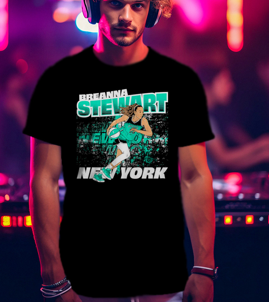 Breanna Stewart New York Basketball Player Action T-Shirt
