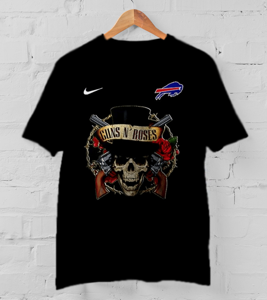 Buffalo Bills Guns N' Roses Skull Top Hat NFL Nike T-Shirt