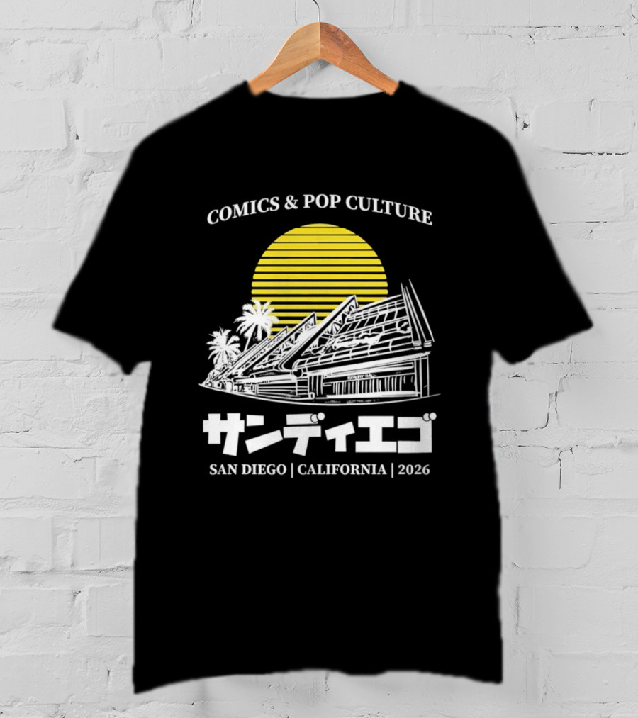 Comics And Pop Culture San Diego California 2026 Yellow Sun Palm Trees Japanese T-Shirt