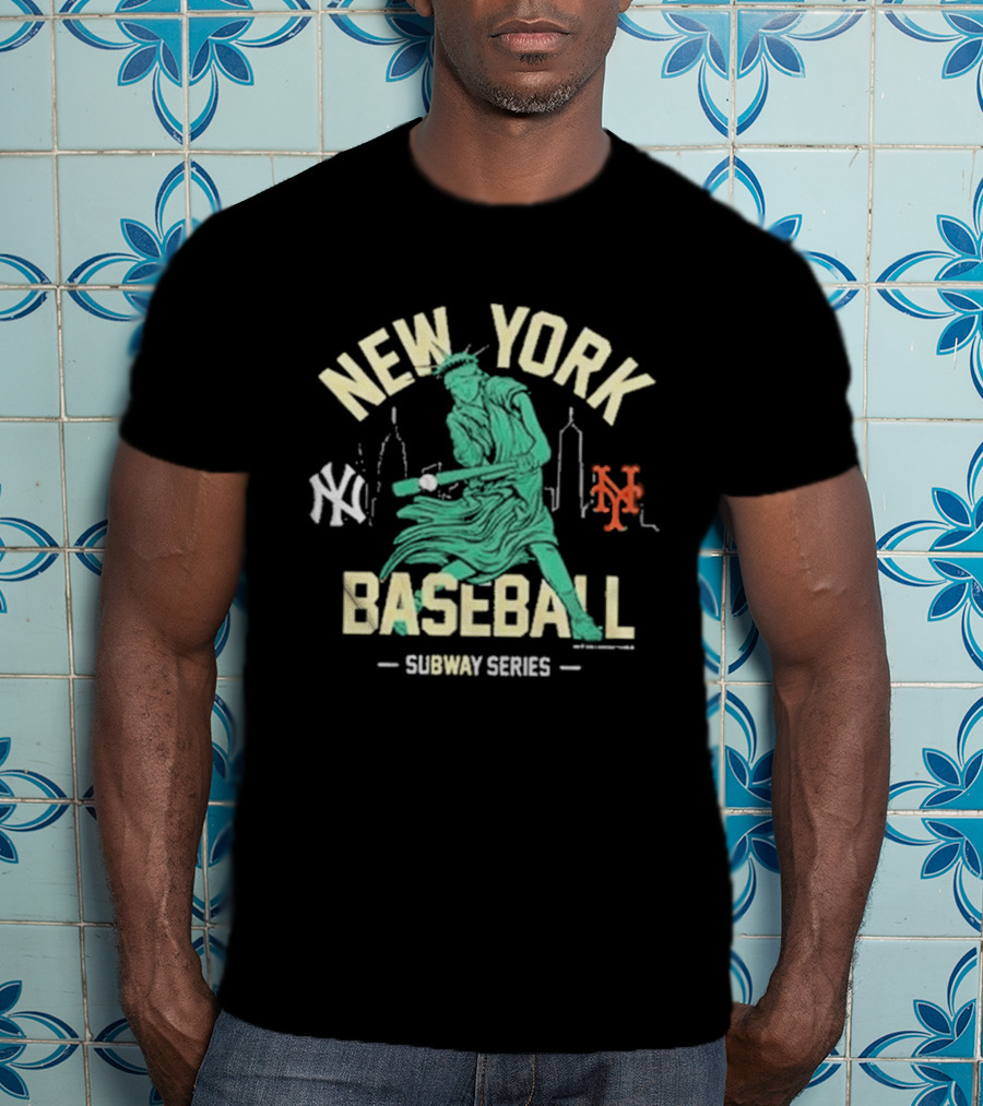 New York Baseball 2026 Subway Series Yankees Mets Statue Liberty T-Shirt
