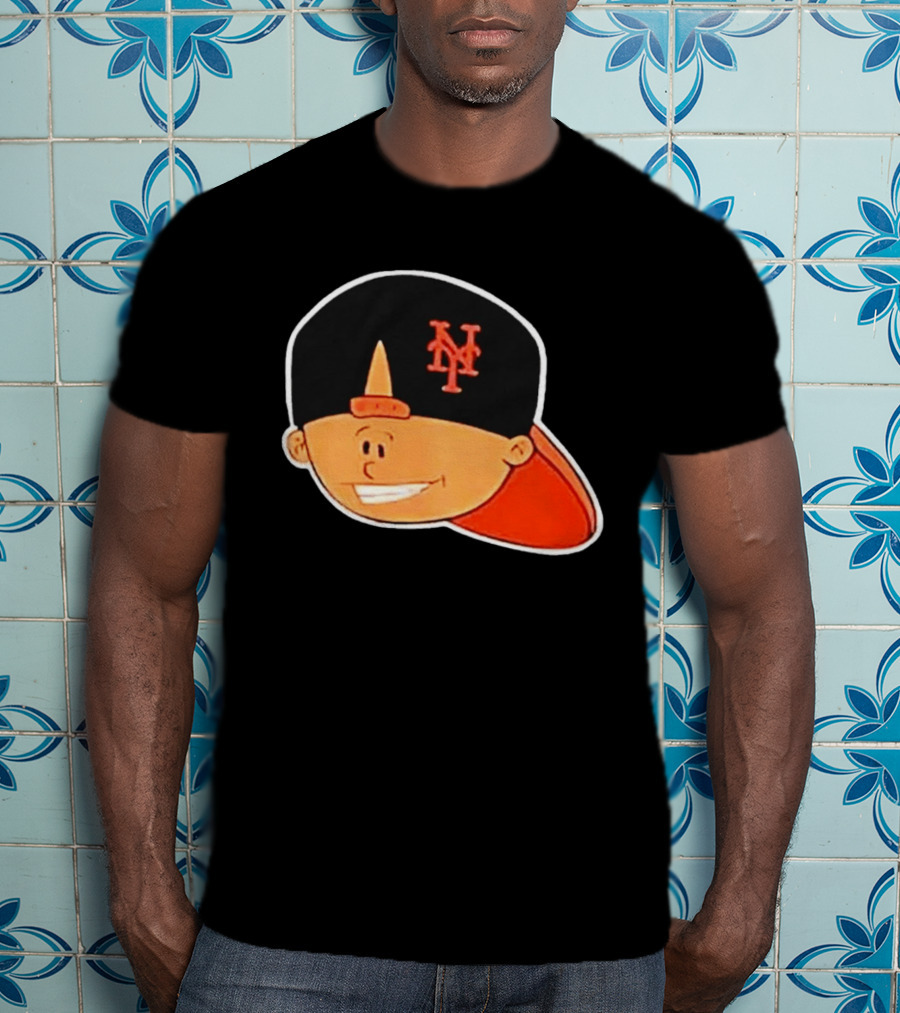 New York Mets Cartoon Kid Smiling Team Hat T-Shirt