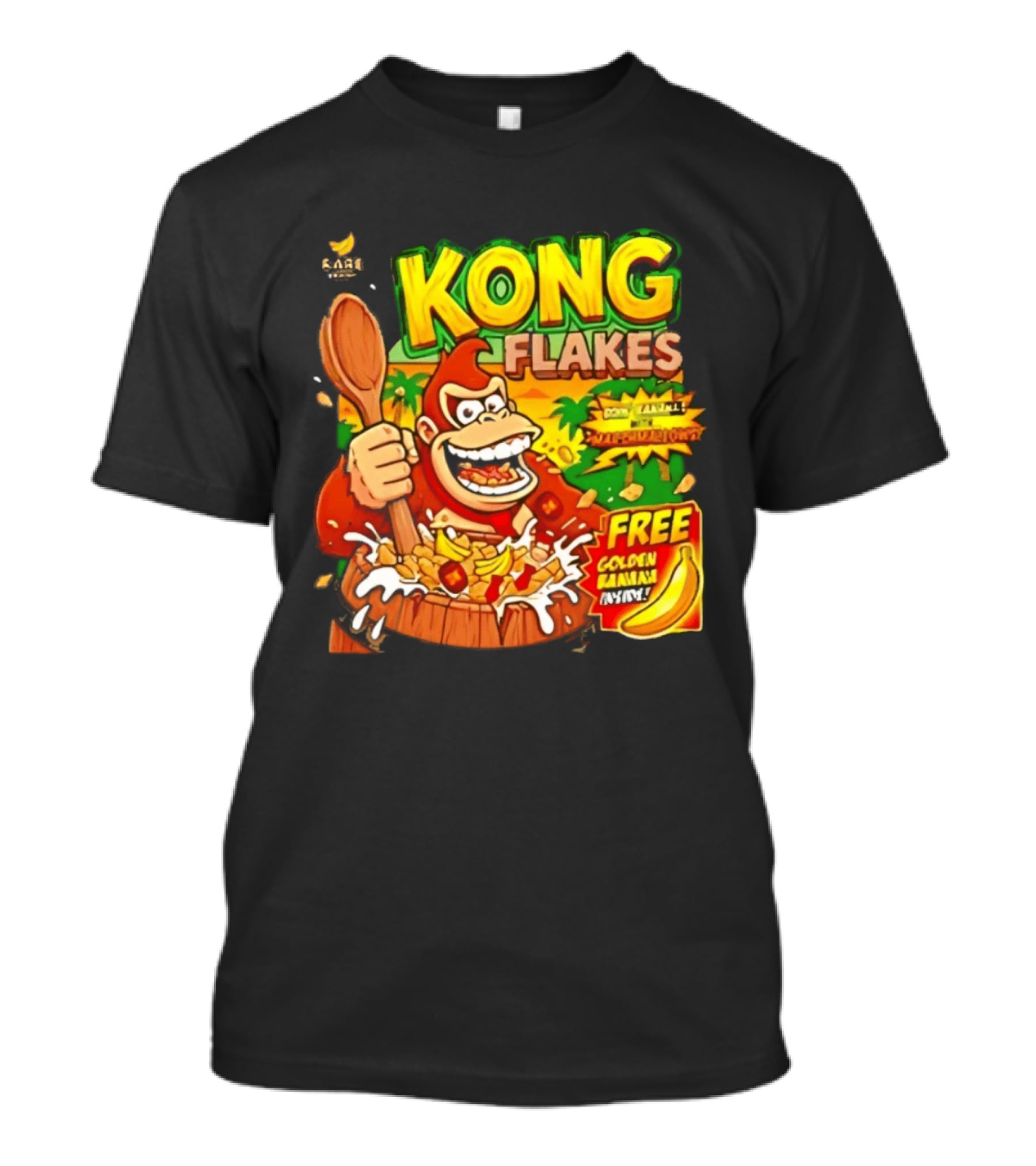 Kong Flakes Donkey Kong Cereal Goin' Bananas With Marshmallow Crunch Free Golden Banana Inside T-Shirt