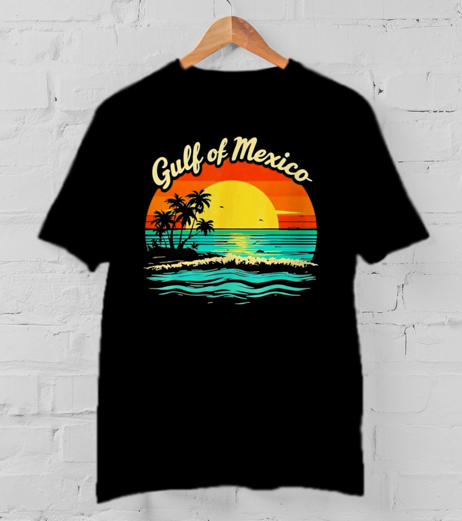 Gulf Of Mexico Beach Palms Summer Vacation Sunset Ocean Waves T-Shirt