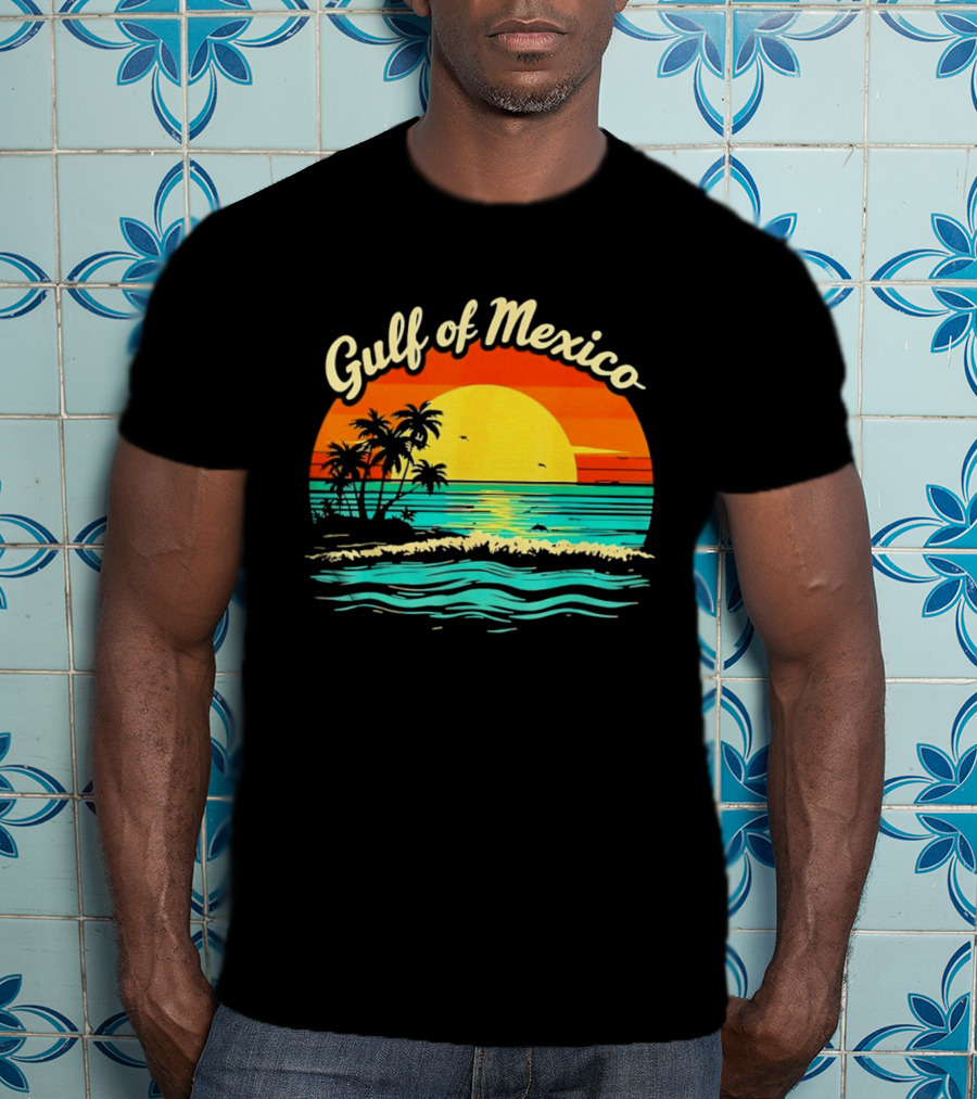 Gulf Of Mexico Beach Palms Summer Vacation Sunset Ocean Waves T-Shirt