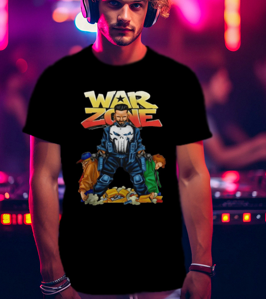 War Zone Original Cartoon Character With Two Enemies T-Shirt