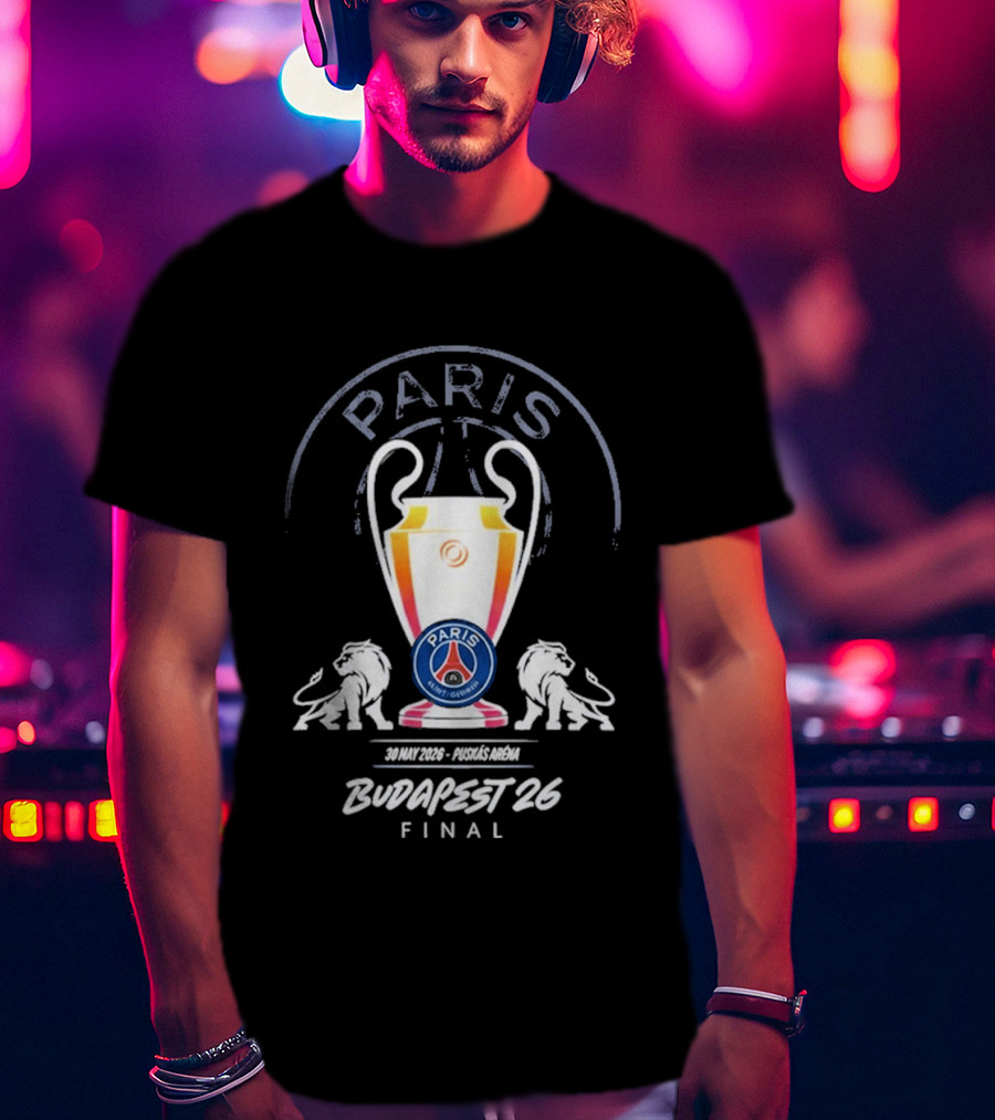 PSG Paris Saint Germain Budapest 2026 UCL Final Trophy T-Shirt