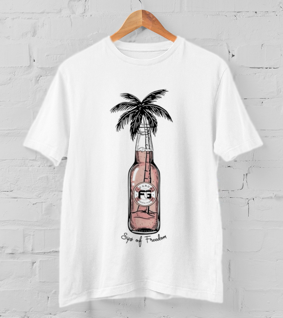 Palm Tree In A Bottle Sips Of Freedom Tropical Escape T-Shirt