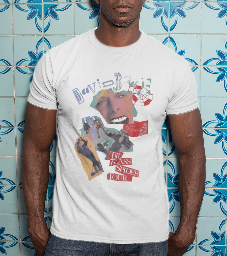 David Bowie The Glass Spider Tour Collage Face 80s Legends T-Shirt