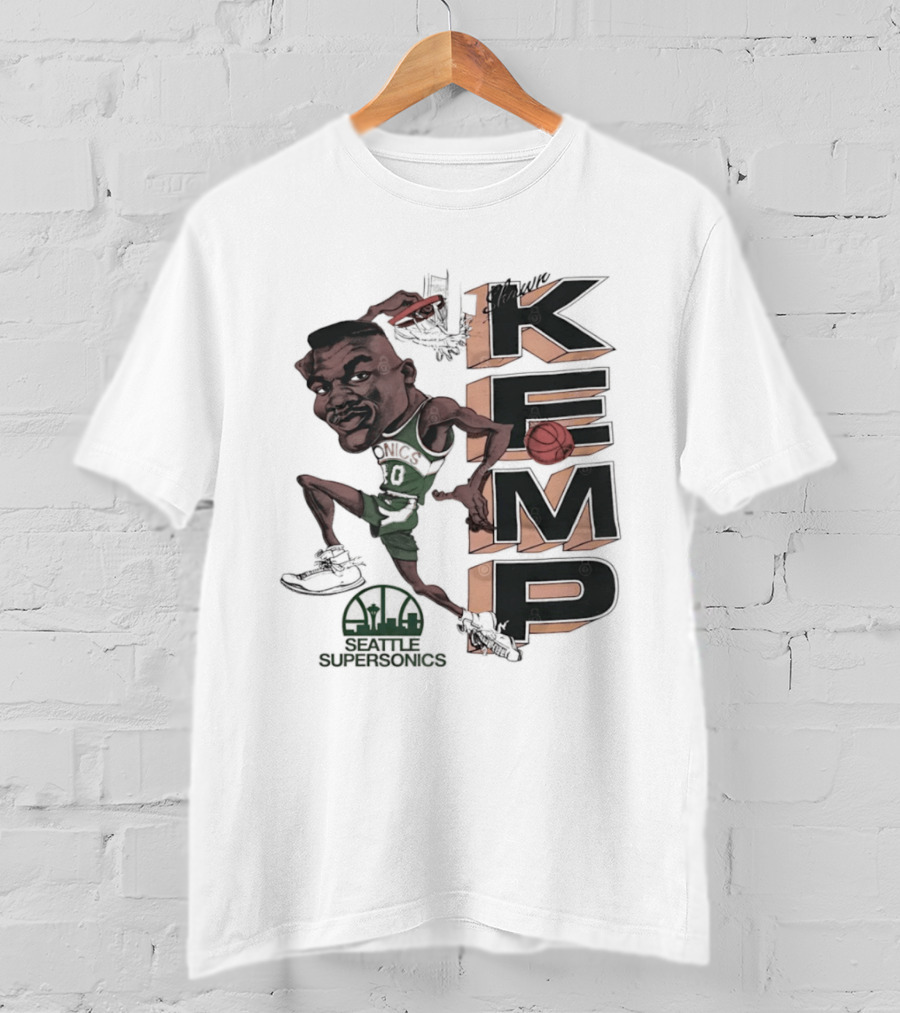 Shawn Kemp Seattle SuperSonics Basketball Caricature T-Shirt