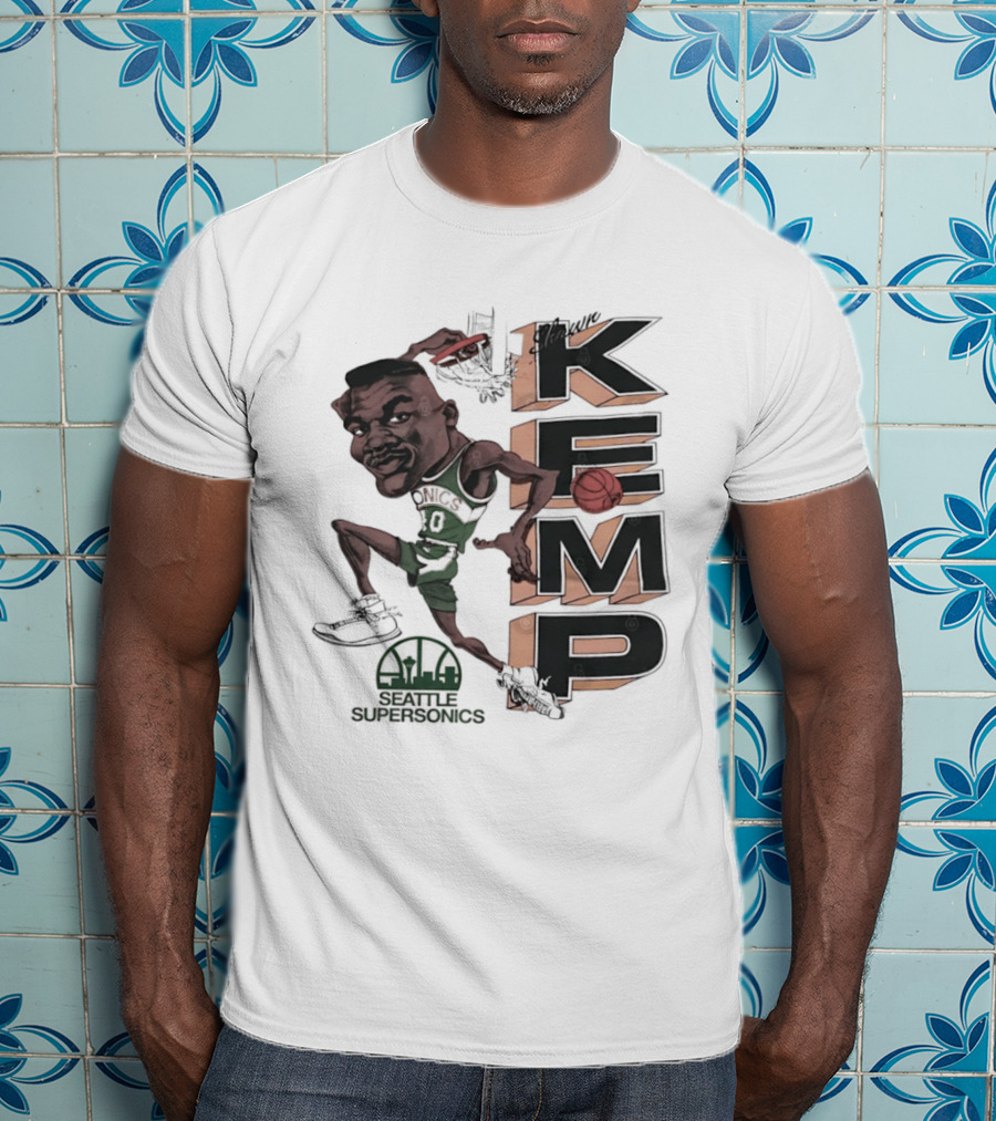 Shawn Kemp Seattle SuperSonics Basketball Caricature T-Shirt