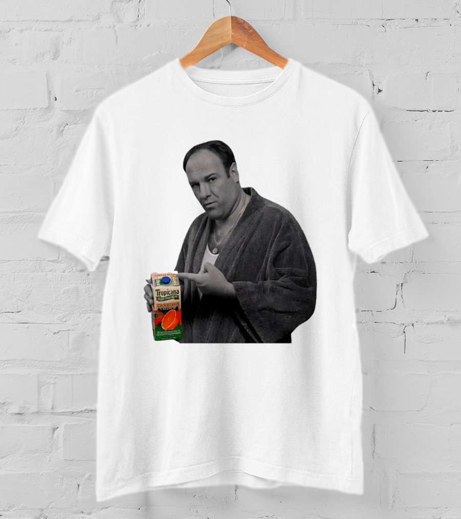 The Sopranos Tony Soprano Holding Tropicana Pure Premium Orange Juice T-Shirt