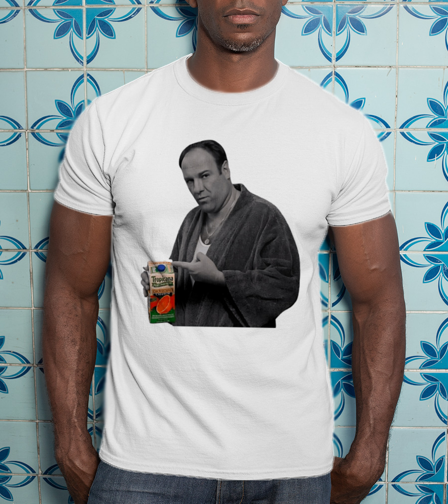 The Sopranos Tony Soprano Holding Tropicana Pure Premium Orange Juice T-Shirt
