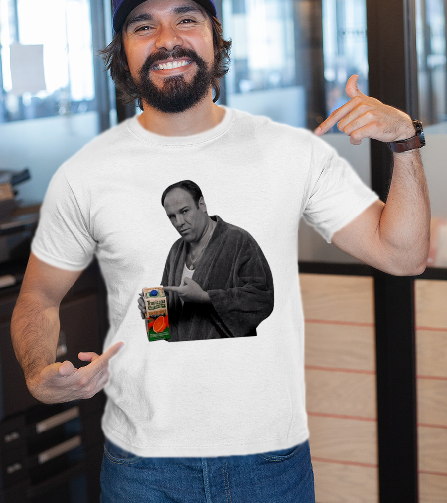 The Sopranos Tony Soprano Holding Tropicana Pure Premium Orange Juice T-Shirt