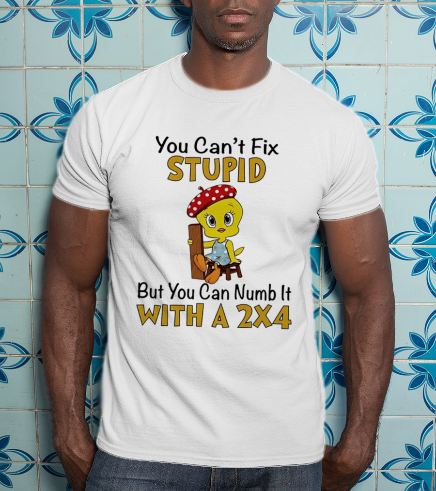 Tweety Bird You Can't Fix Stupid But You Can Numb It With A 2x4 T-Shirt