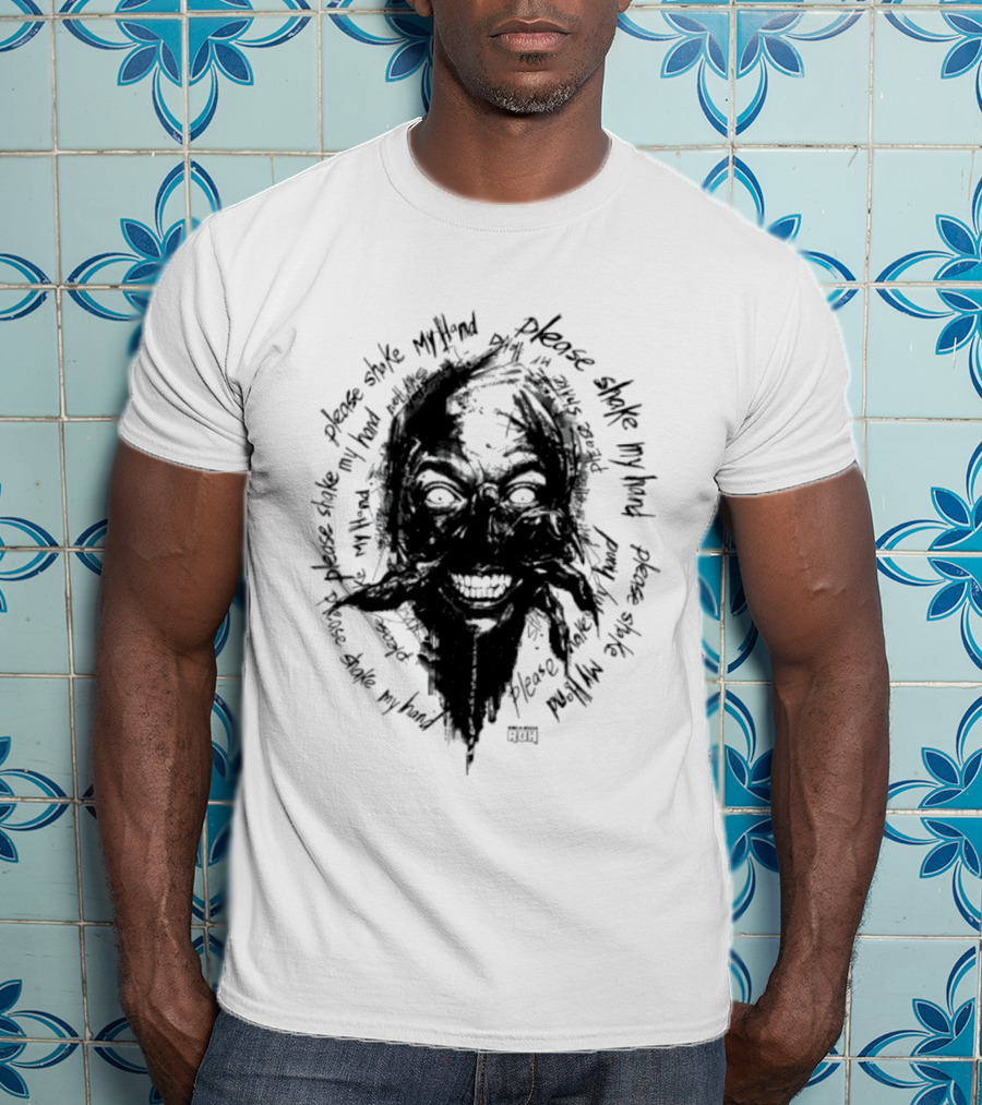 Lio Rush Please Shake My Hand Skull Monster Rugged Handwritten T-Shirt