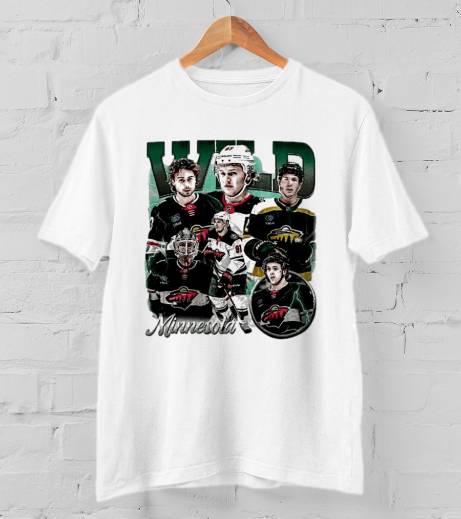 Minnesota Wild Ice Hockey Players Bootleg Comfort T-Shirt