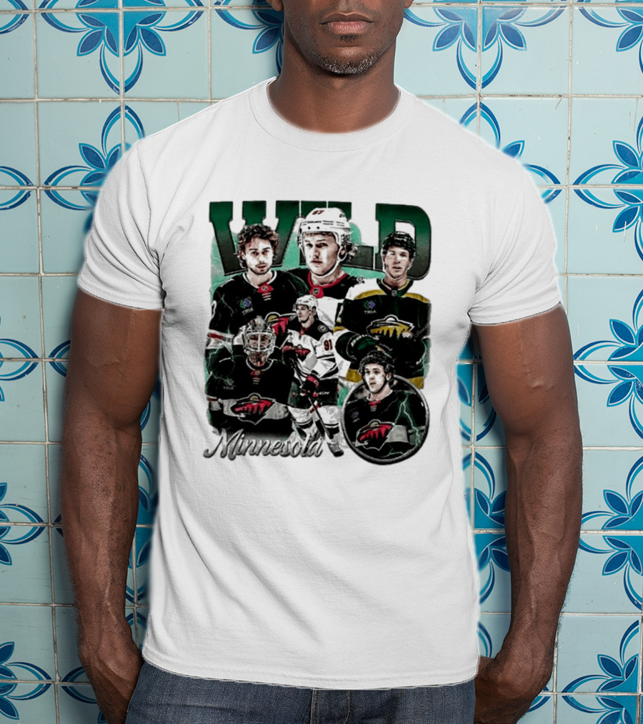 Minnesota Wild Ice Hockey Players Bootleg Comfort T-Shirt