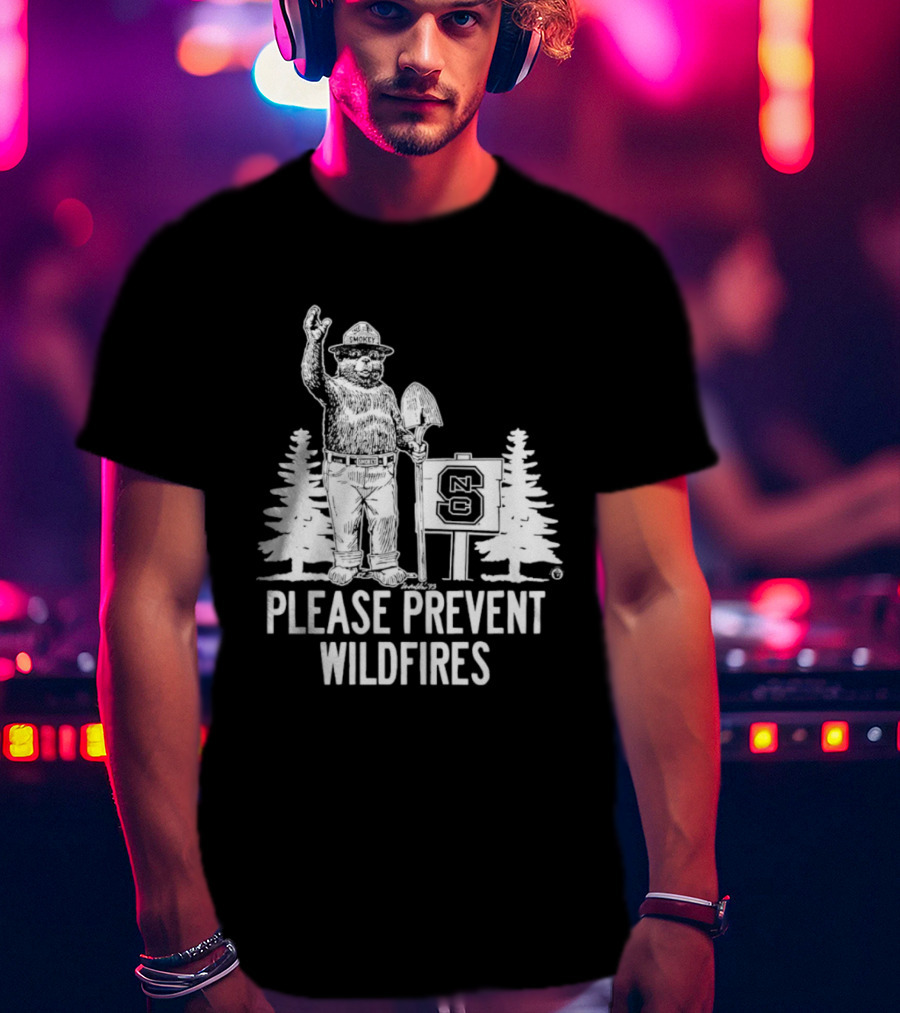 Smokey Bear NC State Collaboration Please Prevent Wildfires T-Shirt