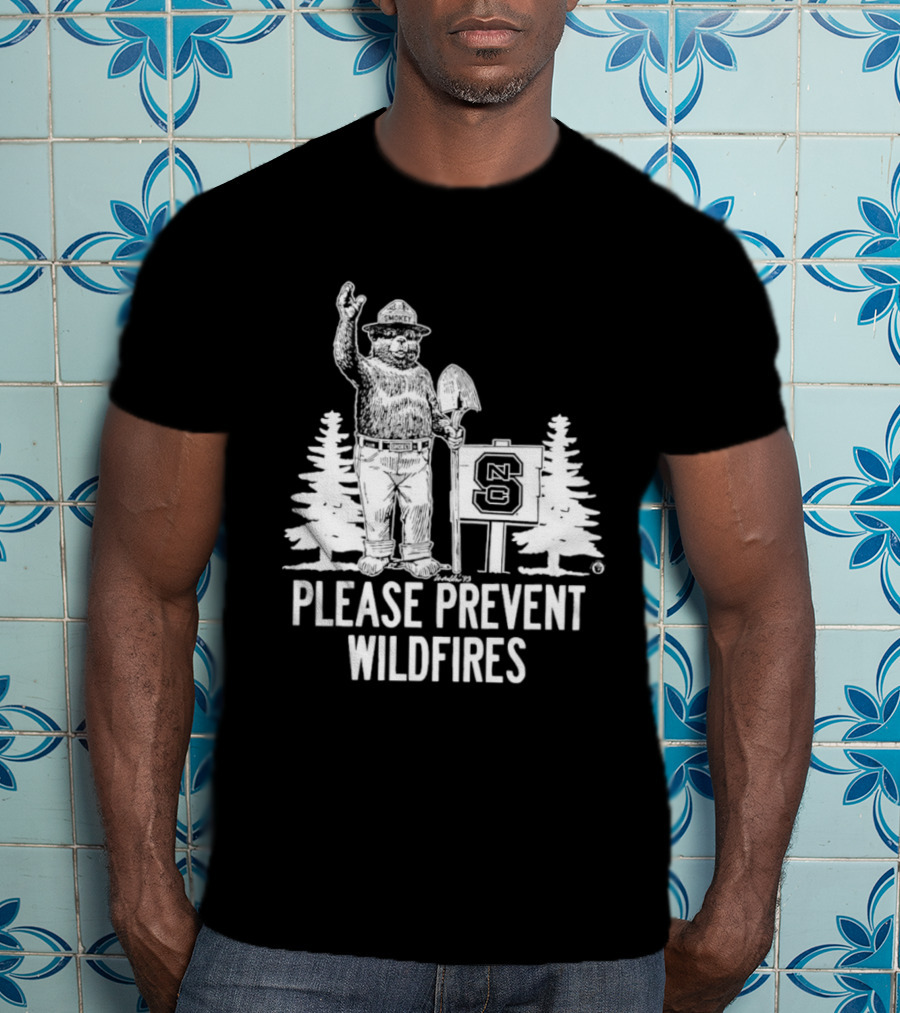 Smokey Bear NC State Collaboration Please Prevent Wildfires T-Shirt