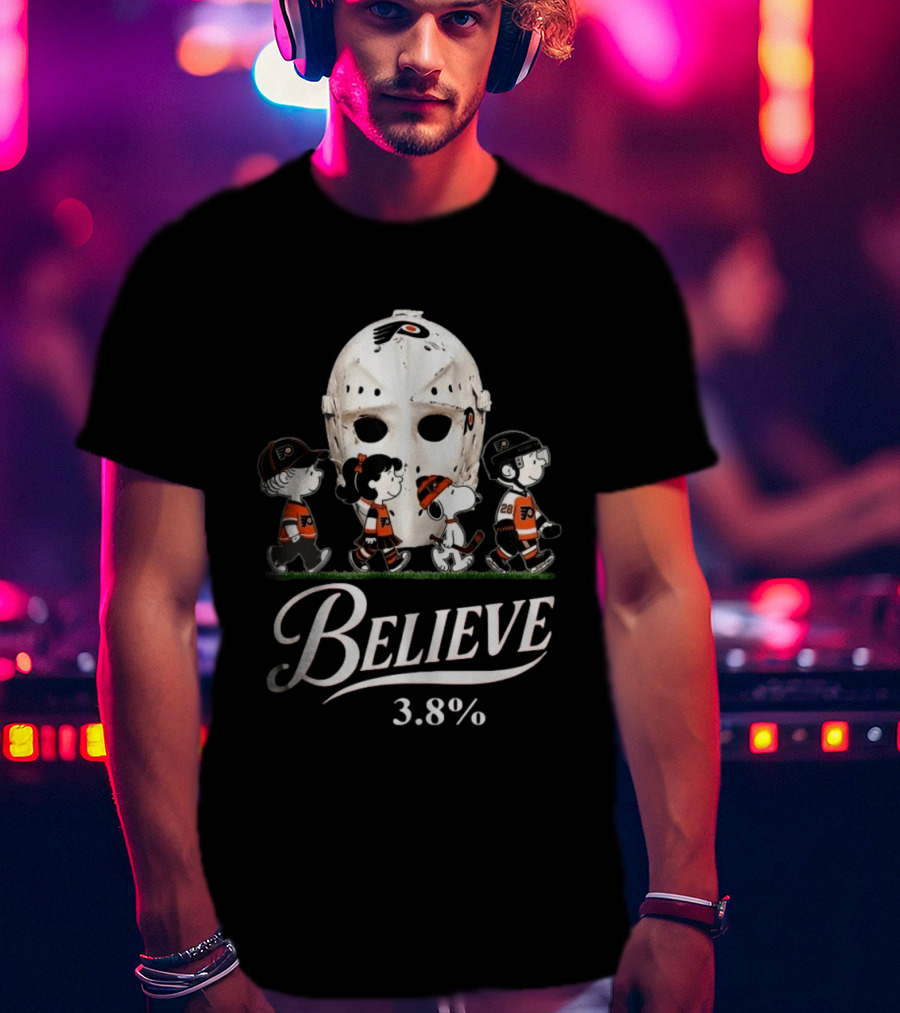 Peanuts Philadelphia Flyers Snoopy Hockey Mask Believe 3.8% T-Shirt