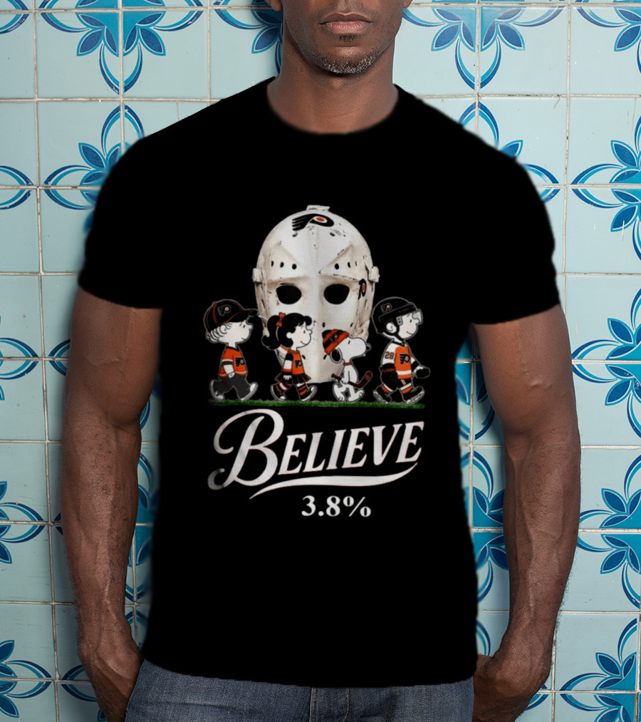 Peanuts Philadelphia Flyers Snoopy Hockey Mask Believe 3.8% T-Shirt