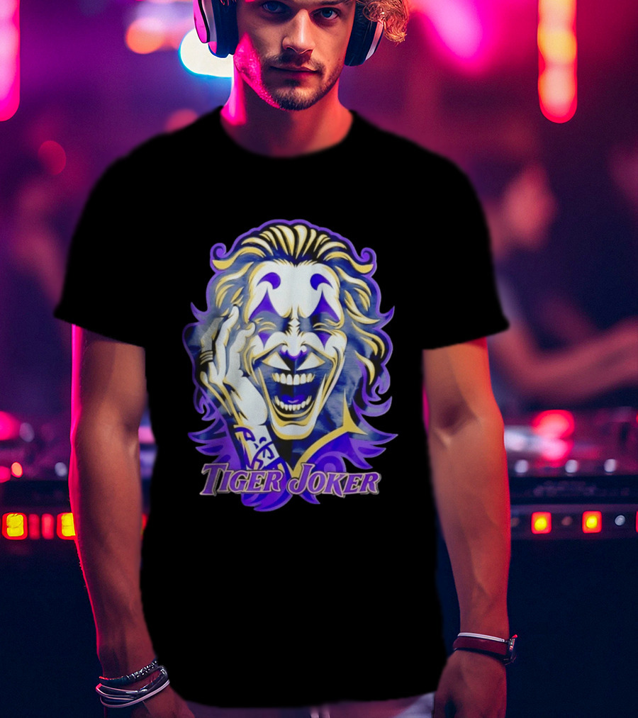 Tiger Joker Mischievous Grin Purple Aura T-Shirt