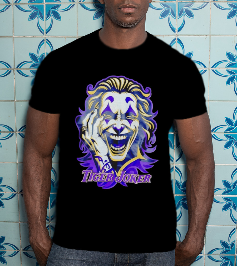 Tiger Joker Mischievous Grin Purple Aura T-Shirt