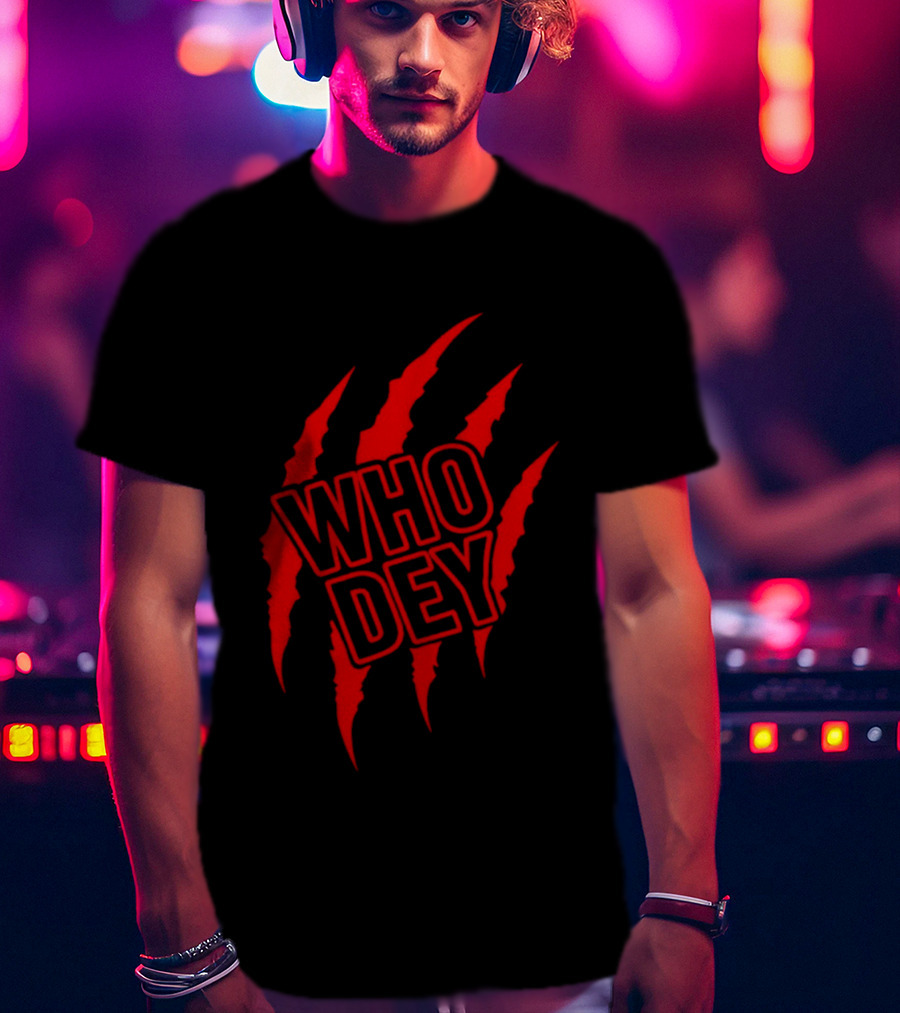 Who Dey Claw Cincinnati Bengals White Orange Black T-Shirt