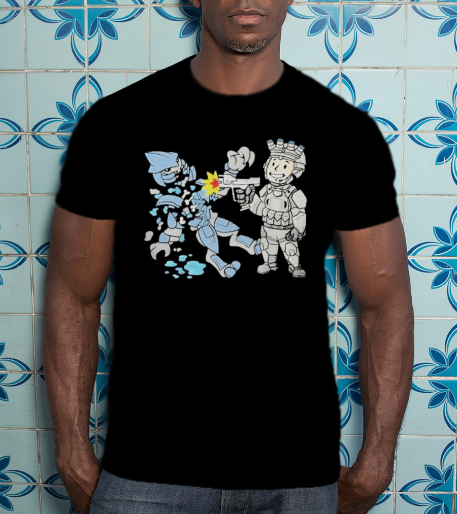 Xeno Slayer Threat Llama Alien Battle Scene T-Shirt