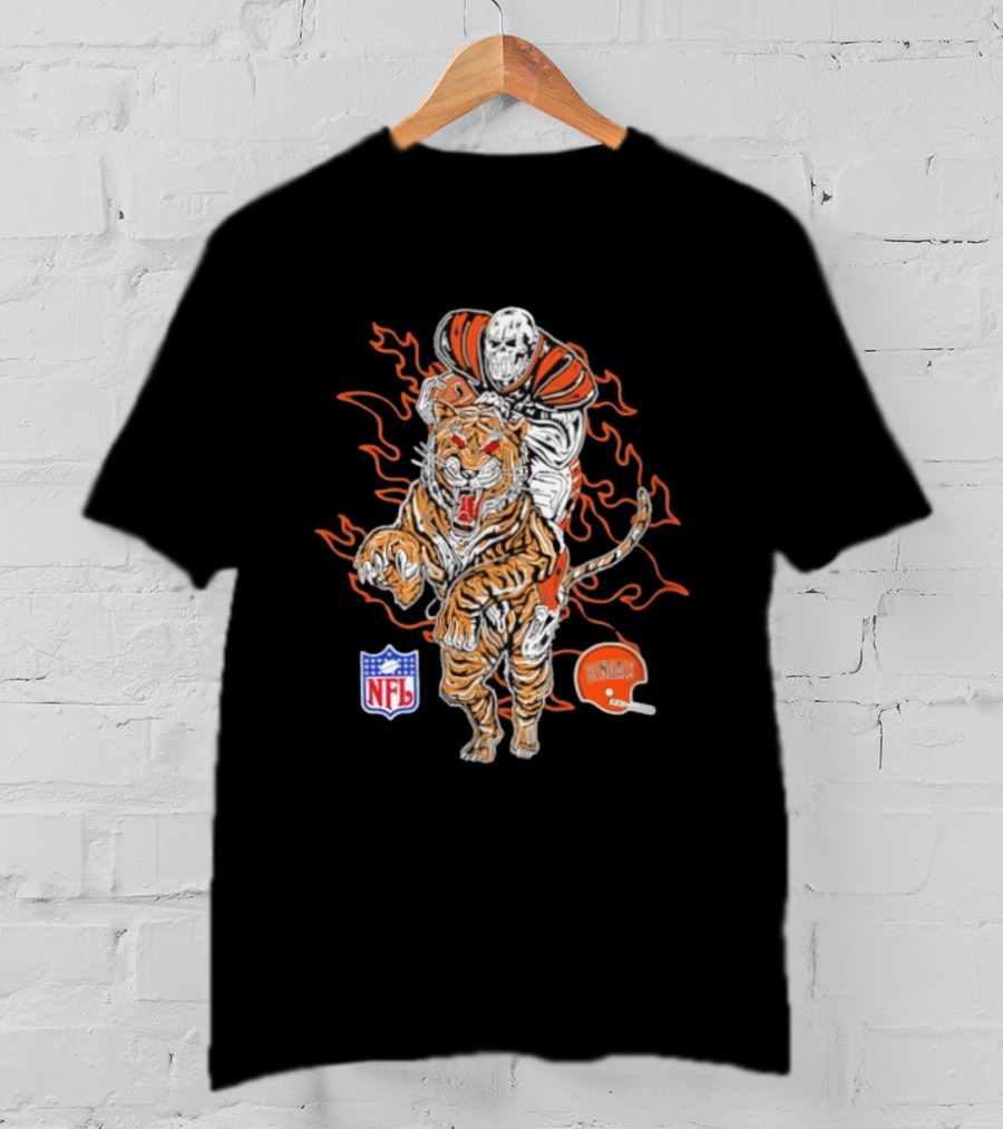 Cincinnati Bengals NFL Tiger Skeleton Rider Warren Lotas Collaboration T-Shirt